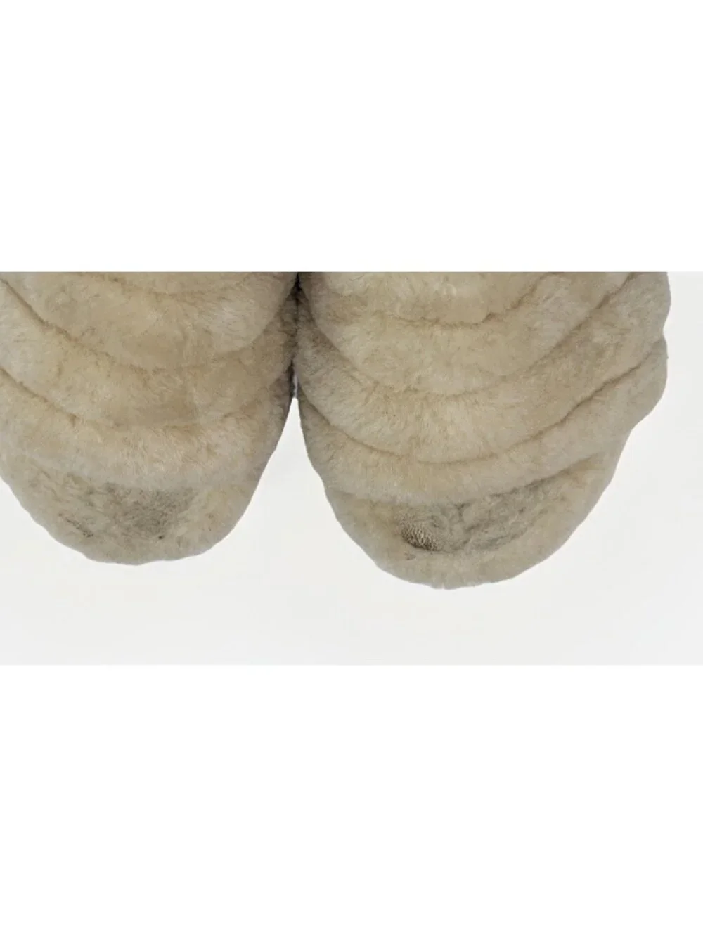 UGG Fluff Yeah Ivory Cream Slide Slipper GIRLS Kids Youth Size 2 Logo Strap 33.5